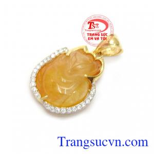 Mặt dây hồ ly thạch anh tóc vàng