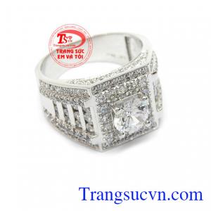 Nhẫn nam vàng trắng 14k