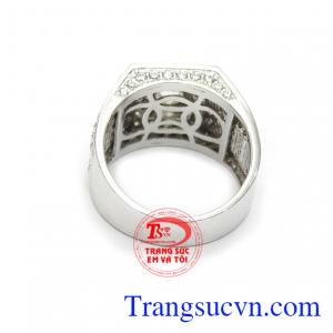 Nhẫn nam vàng trắng 14k