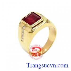 Nhẫn nam ruby đẹp vàng 14k