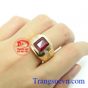 Nhẫn nam ruby đẹp vàng 14k