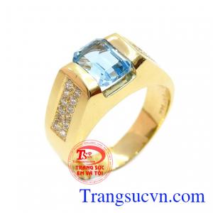 Nhẫn topaz thiên nhiên vàng 14k