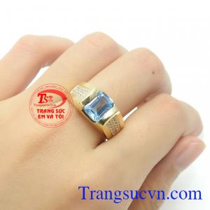 Nhẫn topaz thiên nhiên vàng 14k