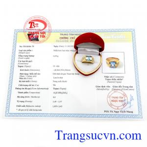 Nhẫn topaz thiên nhiên vàng 14k