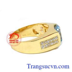 Nhẫn topaz thiên nhiên vàng 14k