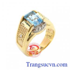 Nhẫn nam topaz vàng 14k