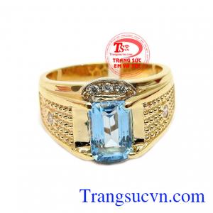 Nhẫn nam topaz vàng 14k