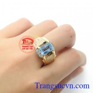 Nhẫn nam topaz vàng 14k