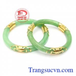 Đeo hợp thời trang, phong thủy. Vòng Ngọc Bọc Vàng Sang Trọng