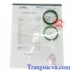 Giấy kiểm định Vòng Tay Phỉ Thúy Bình Yên