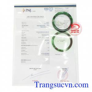 Giấy kiểm định Vòng Ngọc Thiên Nhiên Phong Thủy
