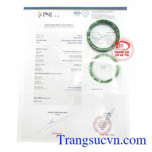 Giấy kiểm định Vòng Ngọc Tài Lộc Hanh Thông