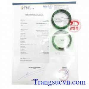 Giấy kiểm định Vòng Phỉ Thúy Ngọc Đẹp