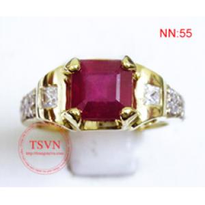 Nhẫn vàng 18K, gắn đá ruby thiên nhiên - Trọng lượng vàng 1,7 chỉ - Ruby Nam phi thiên nhiên có kiểm định chất lượng