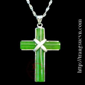 Mặt thánh giá bằng ngọc cẩm thạch bọc bạc