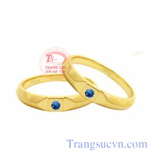 Nhẫn cưới đá xanh lam