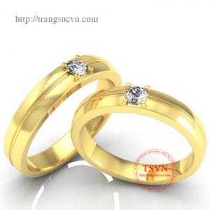 Nhẫn cưới vàng 14k gắn kim cương