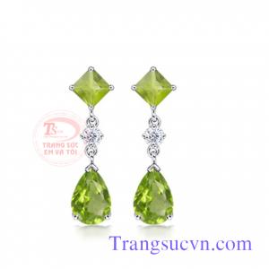 Bông tay vàng trắng peridot