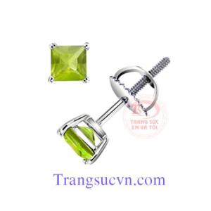 Khuyên peridot vàng trắng