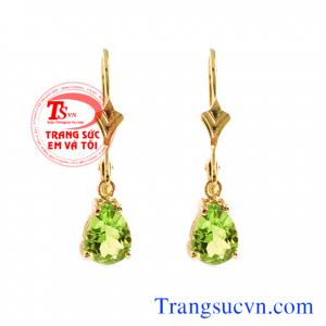 Hoa tai vàng tây peridot đẹp