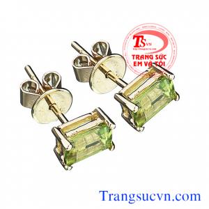 Bông tai peridot chữ nhật