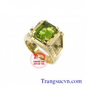 Nhẫn nam peridot thiên nhiên vàng 14k