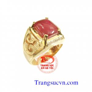 Nhẫn nam ruby thiên nhiên vàng tây 14k