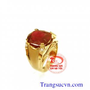 Nhẫn ruby thiên nhiên vàng tây 14k