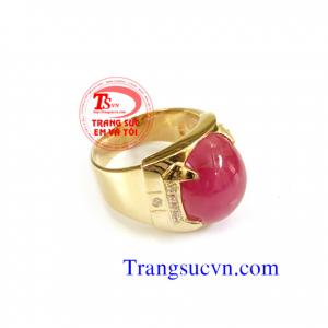 Nhẫn ruby nam vàng tây 14k