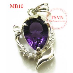 Mặt dây bạc 925 gắn đá quý thạch anh tím Mặt dây bạc 925 gắn đá quý thạch anh tím
