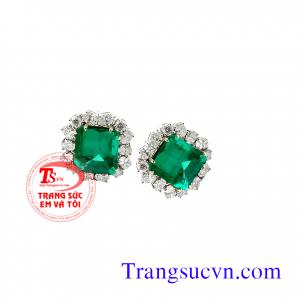 Hoa tai Emerald thiên nhiên vàng tây