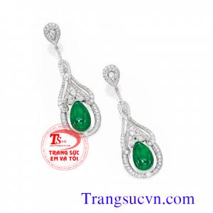 Hoa tai vàng trắng emerald