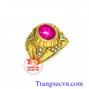 Nhẫn ruby sao to vàng tây