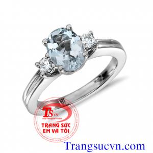 Nhẫn nữ đá Aquamarine mới