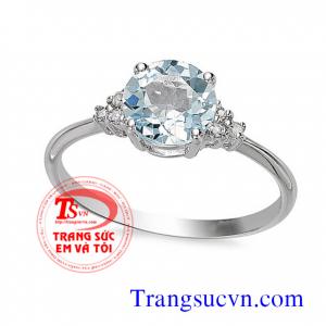 Nhẫn nữ đá Aquamarine đẹp