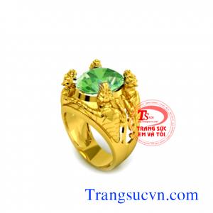 Nhẫn nam vàng tây gắn đá Peridot thiên nhiên