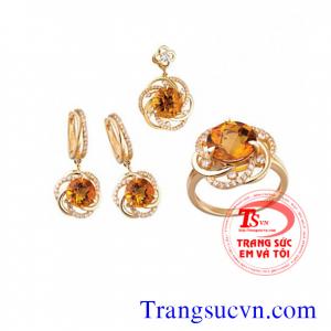 Đá Citrine bộ nữ trang