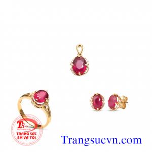 Nữ trang đá quý Ruby vàng 18k