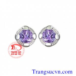 Nụ bông thạch anh tím Hoa tai thạch anh tím thiên nhiên hợp thời trang, quý phái