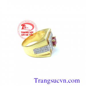 Nhẫn nam ruby vàng tây 14k