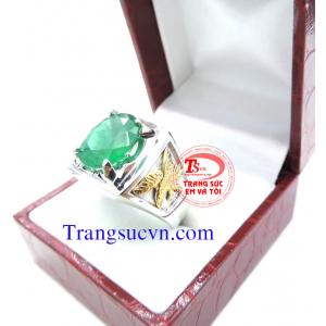 Nhẫn nam Emerald vàng trắng 18k