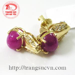 Hoa tai ruby thiên nhiên 