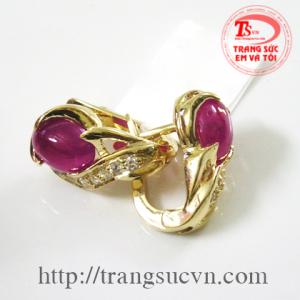 Bông tai đá ruby tự nhiên