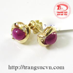Hoa tai gắn đá ruby