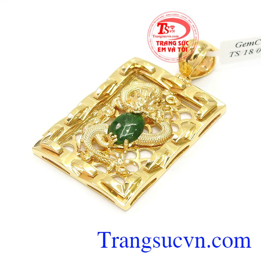 Mặt dây rồng vàng jadeite là sản phẩm đẹp vàng 18k sang trọng, kiểu dáng thiết kế 3D tinh xảo, tỉ mỉ