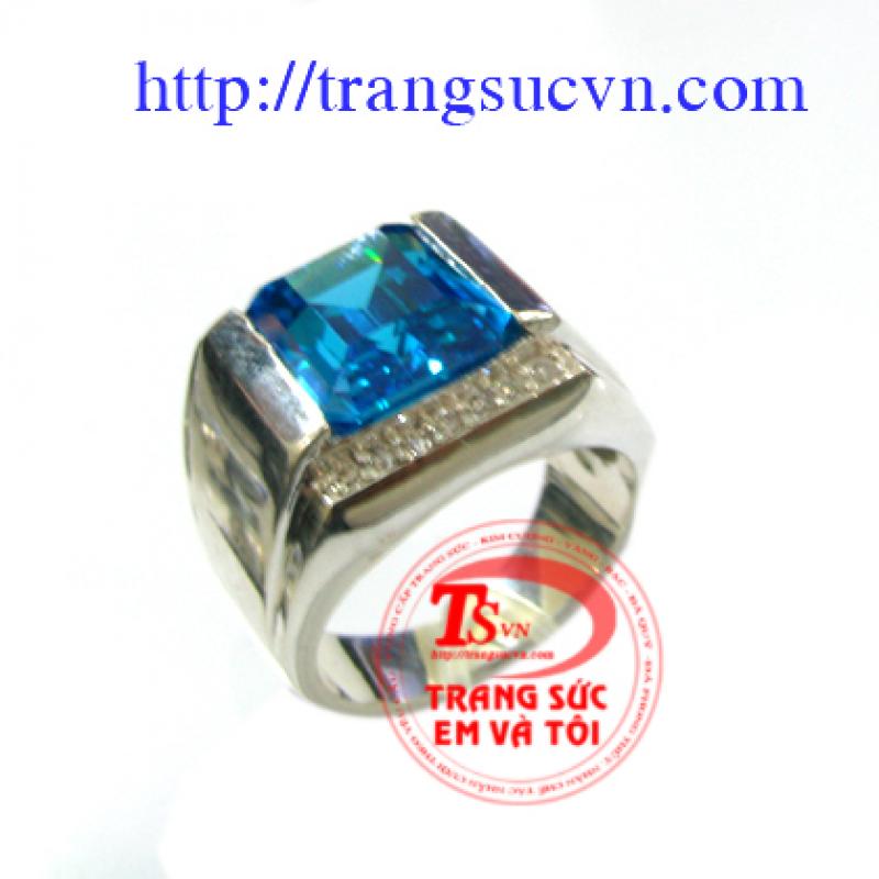 Nhẫn nam bạc đá topaz