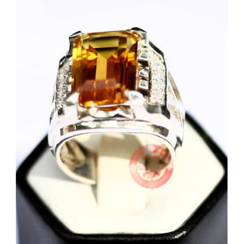 Nhẫn bạc gắn citrine nam tính