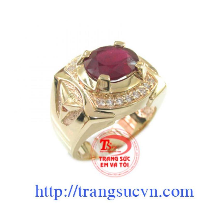 Nhẫn nam đá Garnet