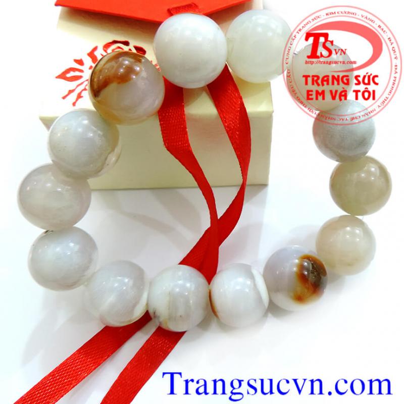 Chuỗi hạt gỗ hóa thạch trắng