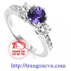 nhẫn bạc đá thạch anh tímnữ
